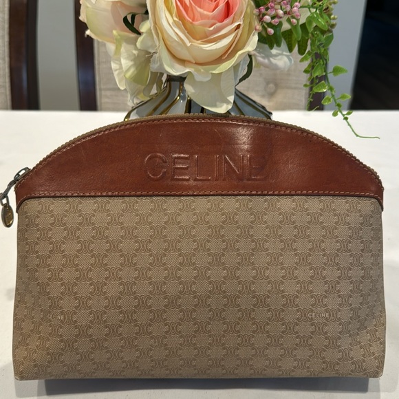 Celine Handbags - Auth Vintage Celine Brown and Tan Cosmetic Bag or Clutch FINAL PRICE DROP